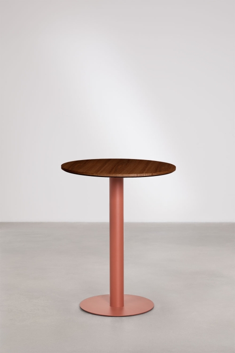 Runder Bartisch aus MDF Xiren - Dunkelholzbraun - Terrakotta
