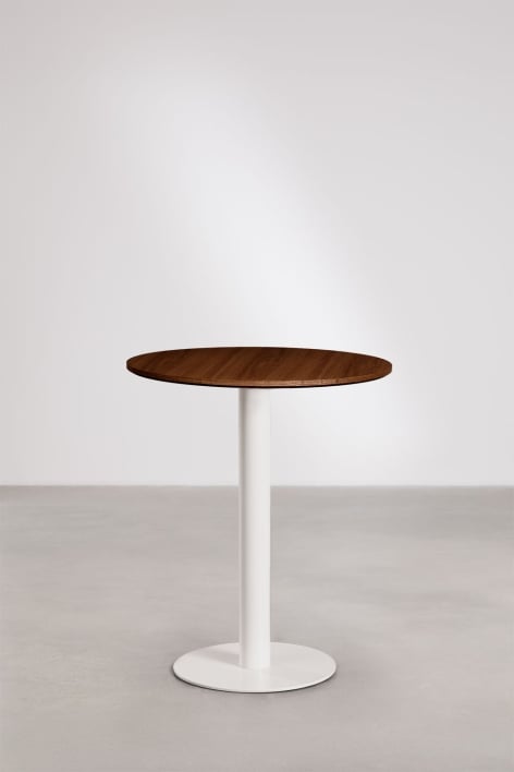 Runder Bartisch aus MDF Xiren - Dunkelholzbraun - Gletscherweiß