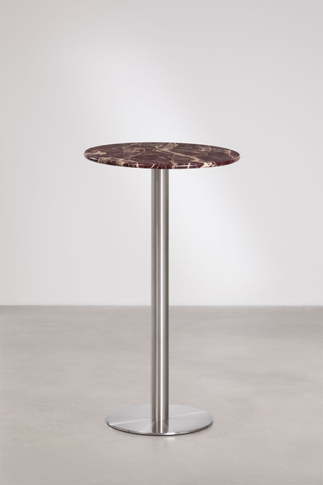 Runder Bartisch Ø60 cm aus Naturstein Xiren - Roter Marmor Cherry Gold