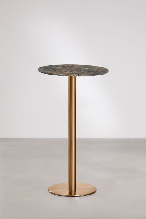 Runder Bartisch Ø60 cm aus Naturstein Xiren - Grüner Marmor Forest