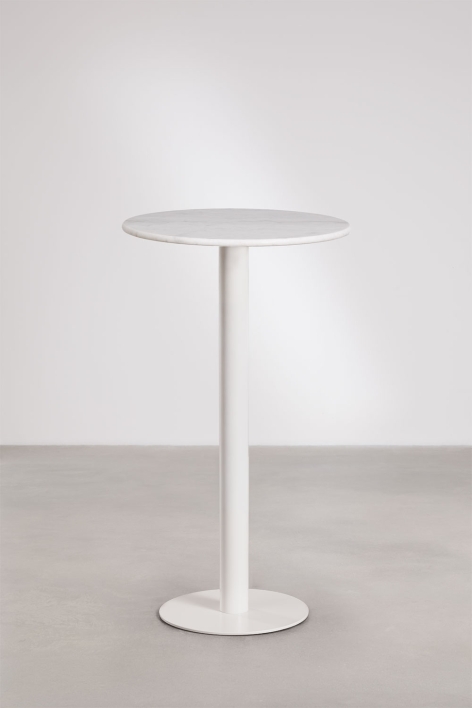 Runder Bartisch Ø60 cm aus Naturstein Xiren - Weißer Marmor Guangxi
