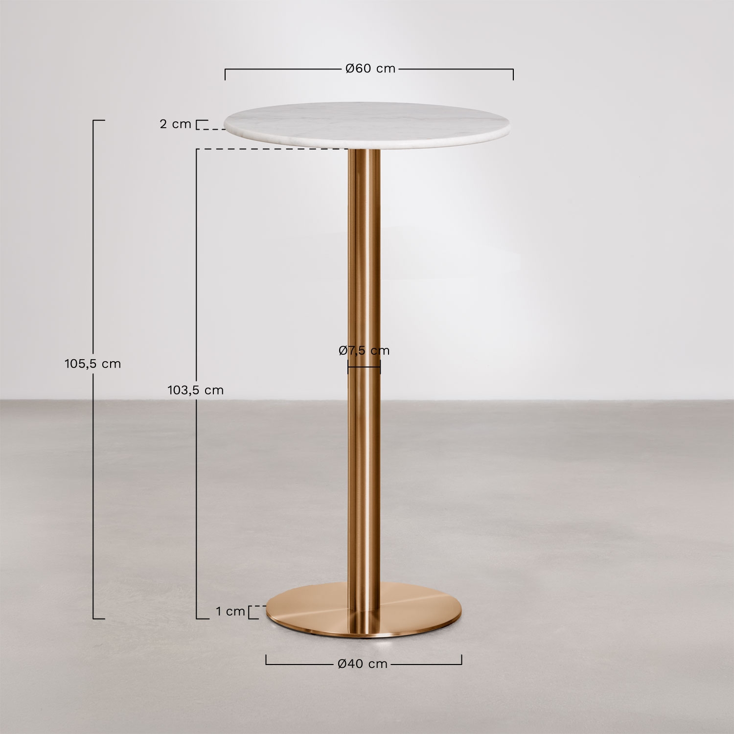 Runder Bartisch Ø60 cm aus Naturstein Xiren, MA&szlig;E