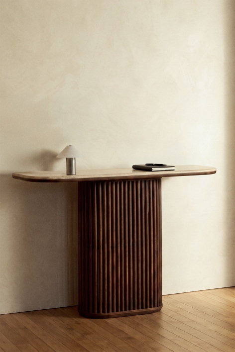 Rechteckige Konsolentisch 120x30 cm aus Mangoholz und Naturstein Talix
