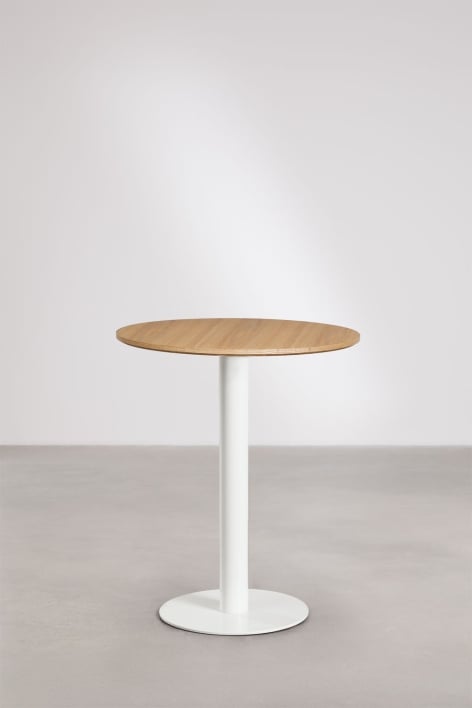 Runder Bartisch aus MDF Xiren - Castanho Madeira Natural - Branco