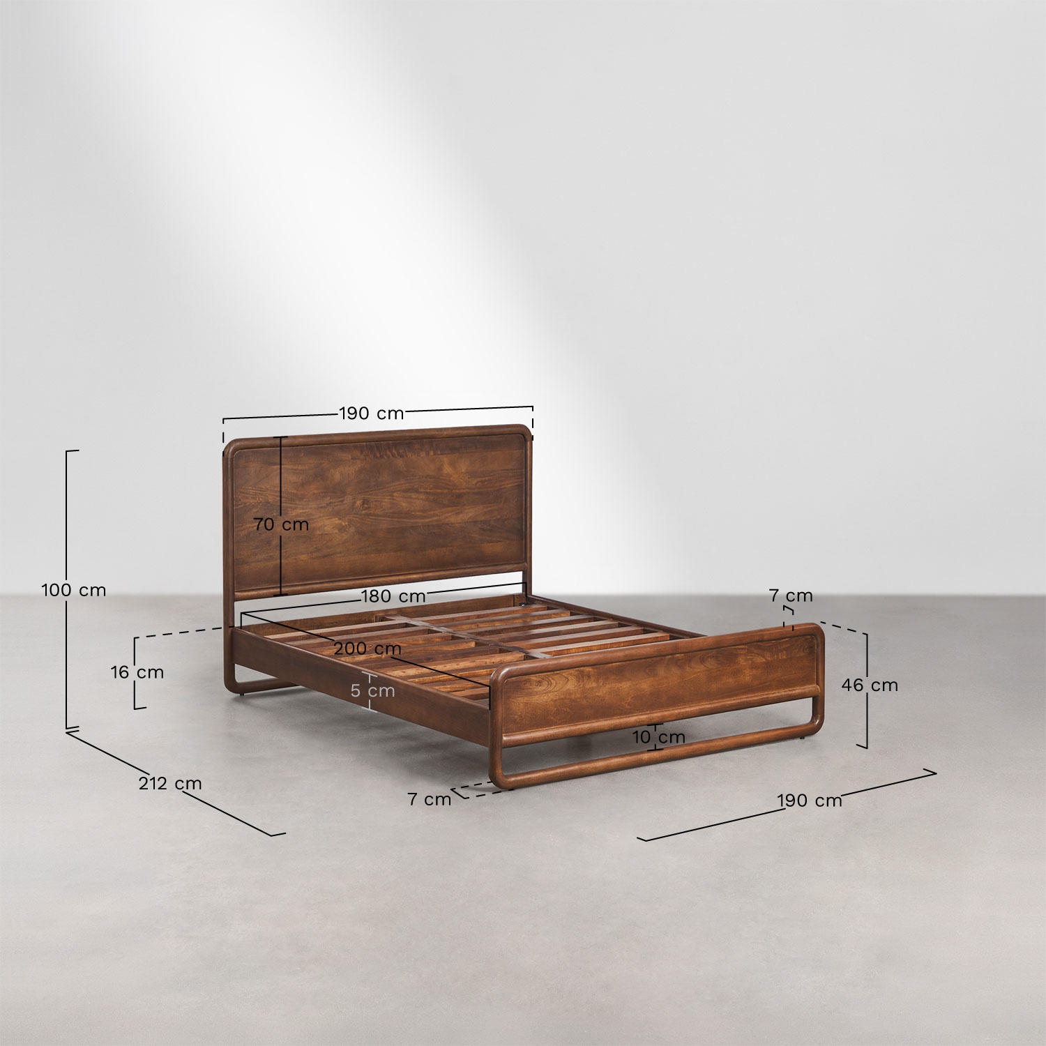 Mango-Holz-Bett Maupaul, MA&szlig;E