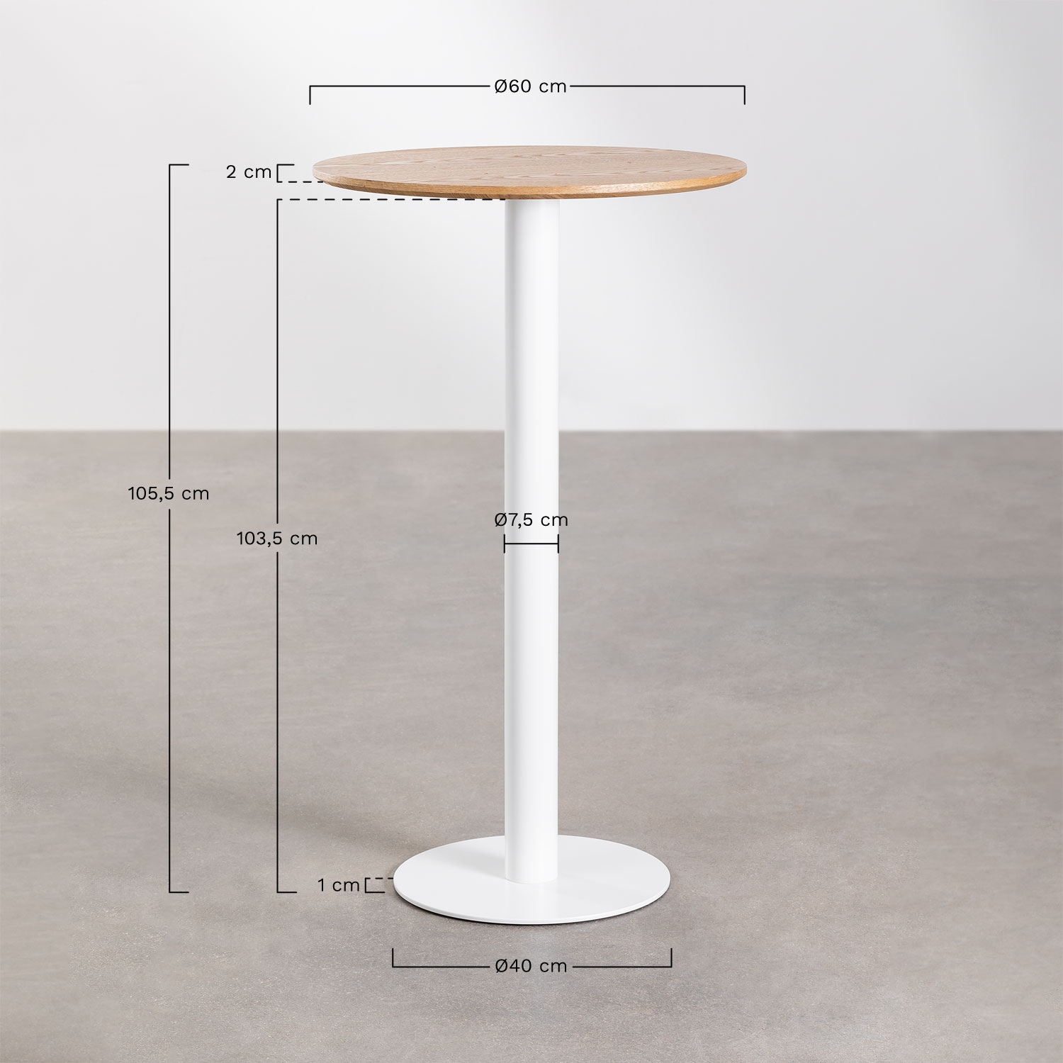 Runder Bartisch Ø60 cm aus MDF Xiren, MA&szlig;E