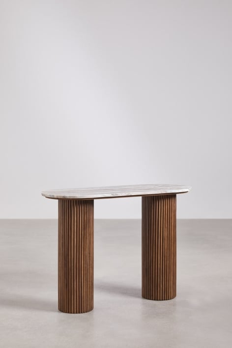 Empfangskonsole 110x45 cm aus Marmor und Mangoholz Giselda