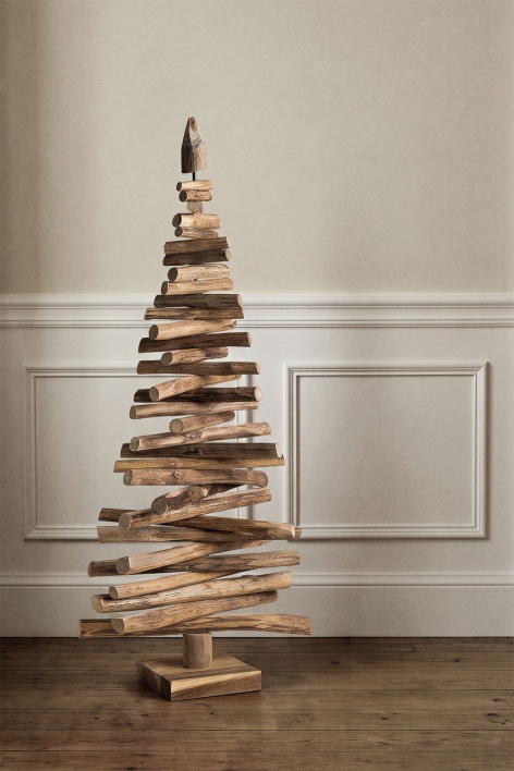 Weihnachtsbaum 120 cm mit LED-Licht aus Kiefernholz Dunkel Elwood