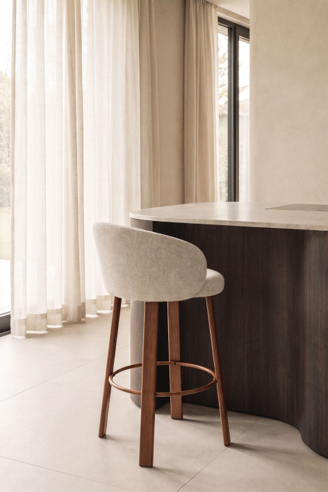 Nairea gepolsterter Barhocker - Bouclé Cremebeige
