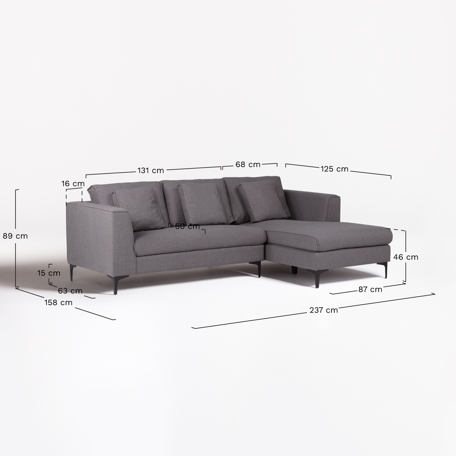 Sofa Chaise Longue Akimi Sklum