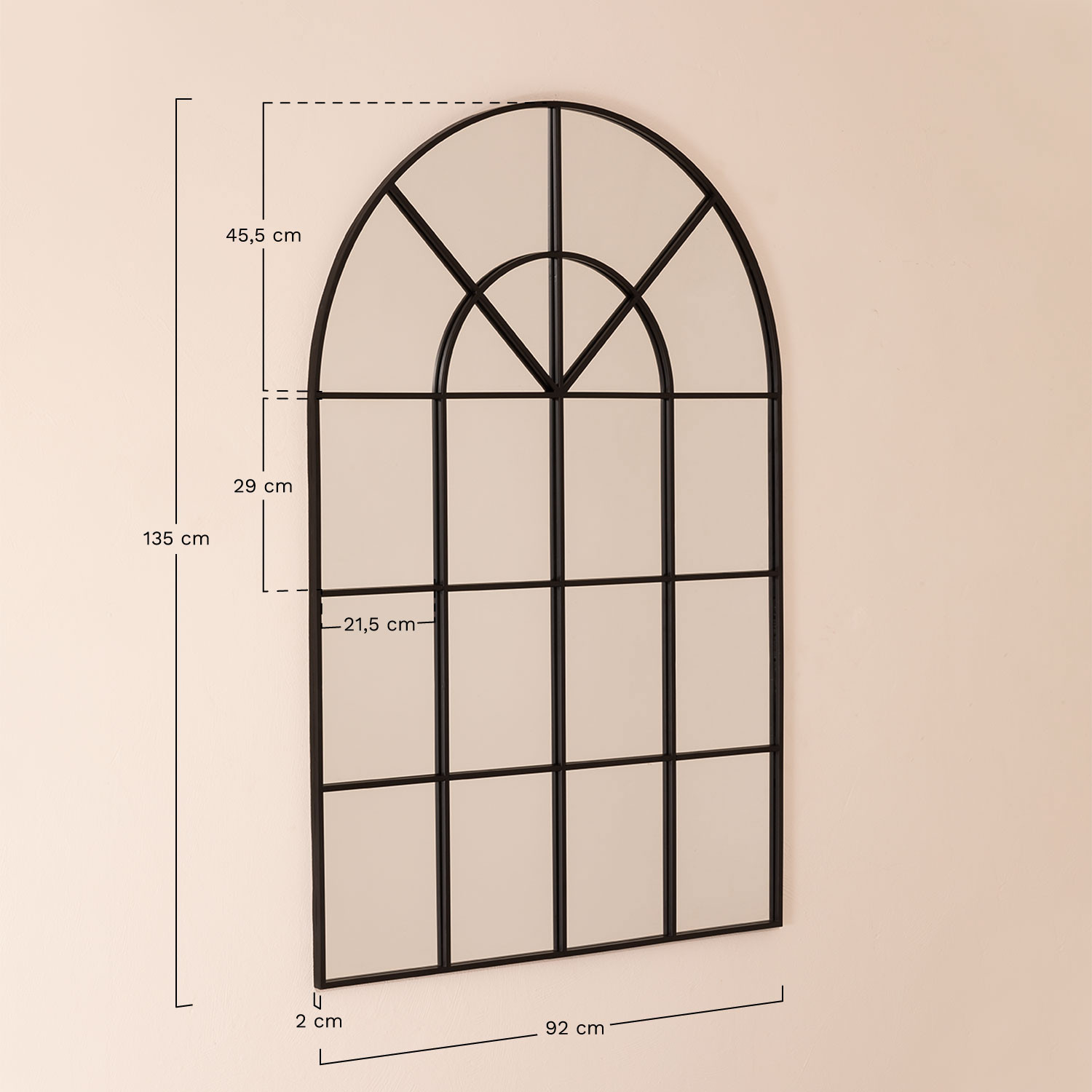 Wandspiegel aus Metall in Fensteroptik (135x92 cm) Paola - SKLUM