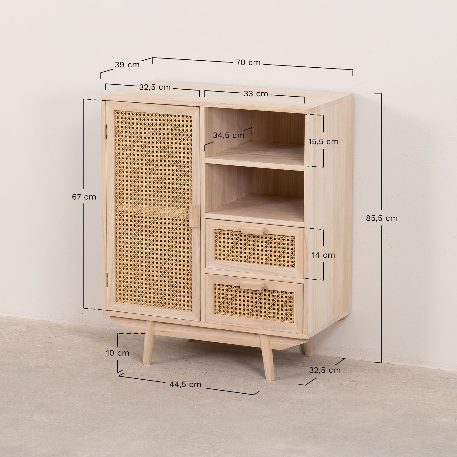 Sideboard mit Schubladen aus Holz Ralik , MAßE