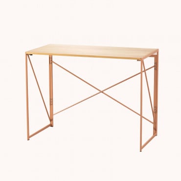 Rechteckiger Klappschreibtisch Aus Mdf Und Metall (100x50 Cm) Andra Hellrosa - Sklum