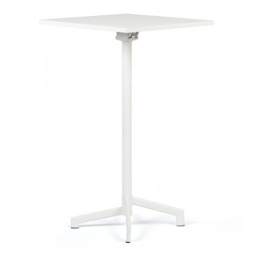 Quadratischer Bartisch 60x60 Cm Klappbar Und In 2 Höhen Verstellbar Aus Stahl Dely Weiss - Sklum
