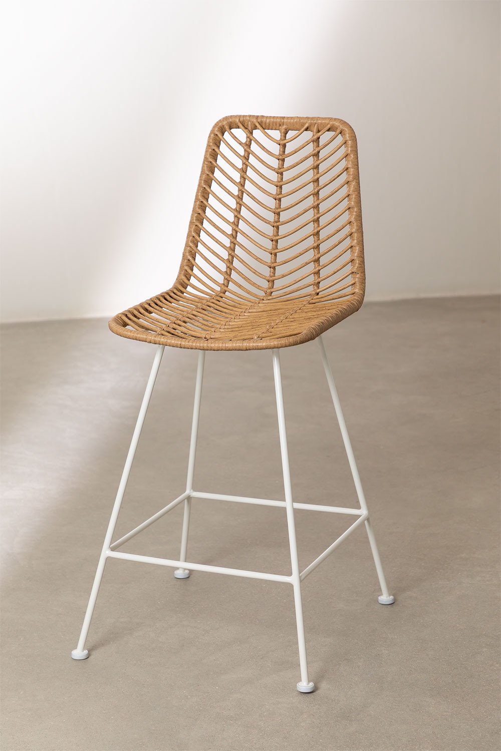 Hoher Hocker aus synthetischem Rattan, natürliche Gouda, Galeriebild 2