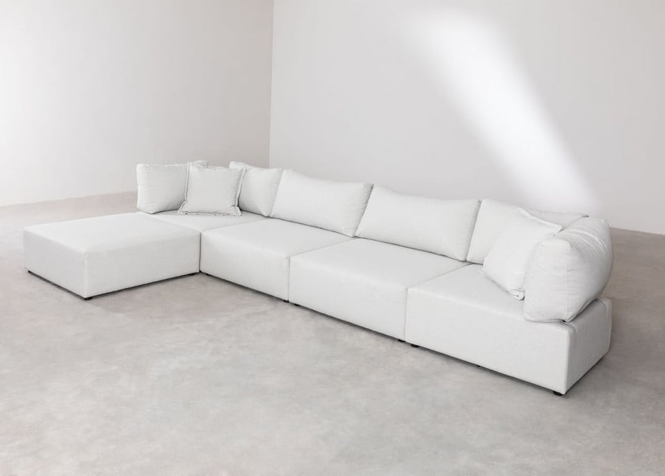 4-teiliges modulares Sofa mit 2 Ecksesseln und Fußstütze Kata