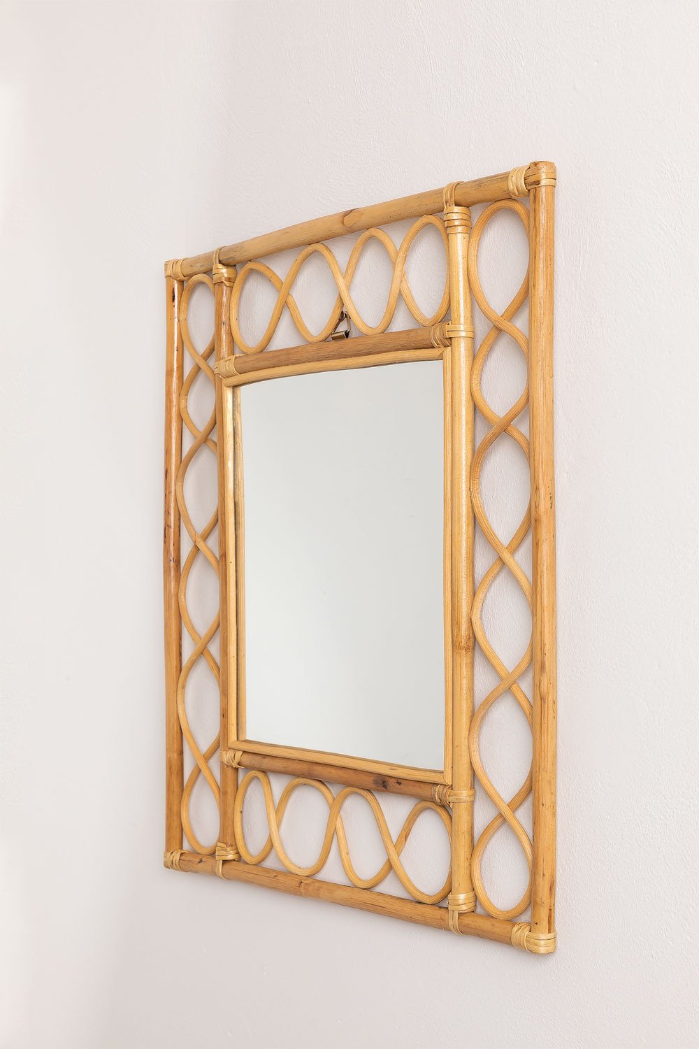 Quadratischer Wandspiegel aus Rattan Boke , Galeriebild 3