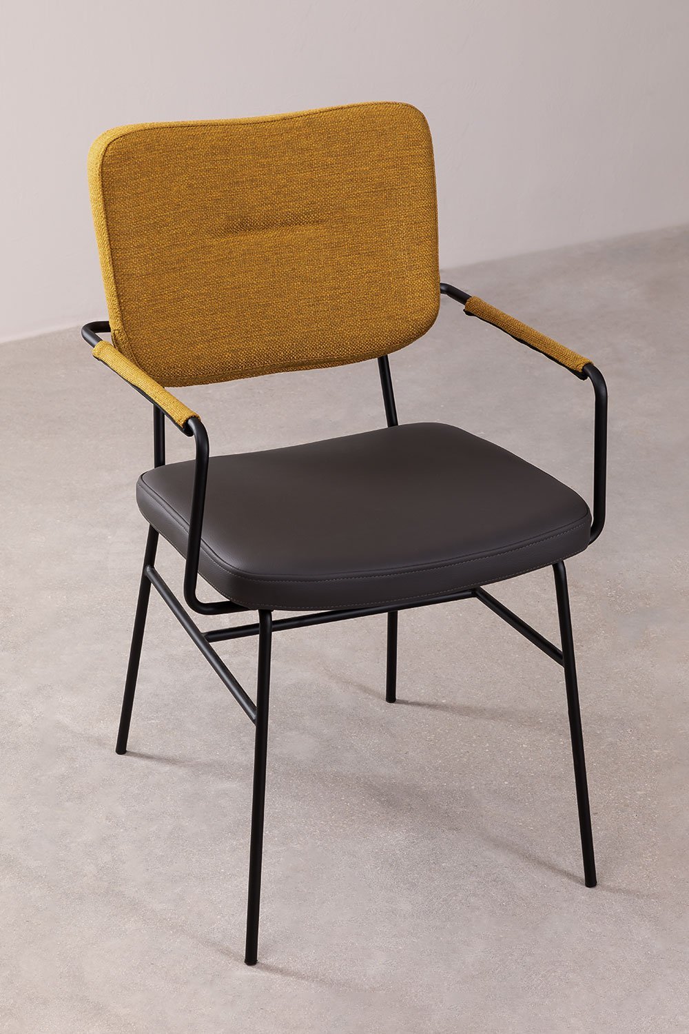 Esszimmerstuhl mit Armlehnen aus Kunstleder und Stahl Milih, Galeriebild 4