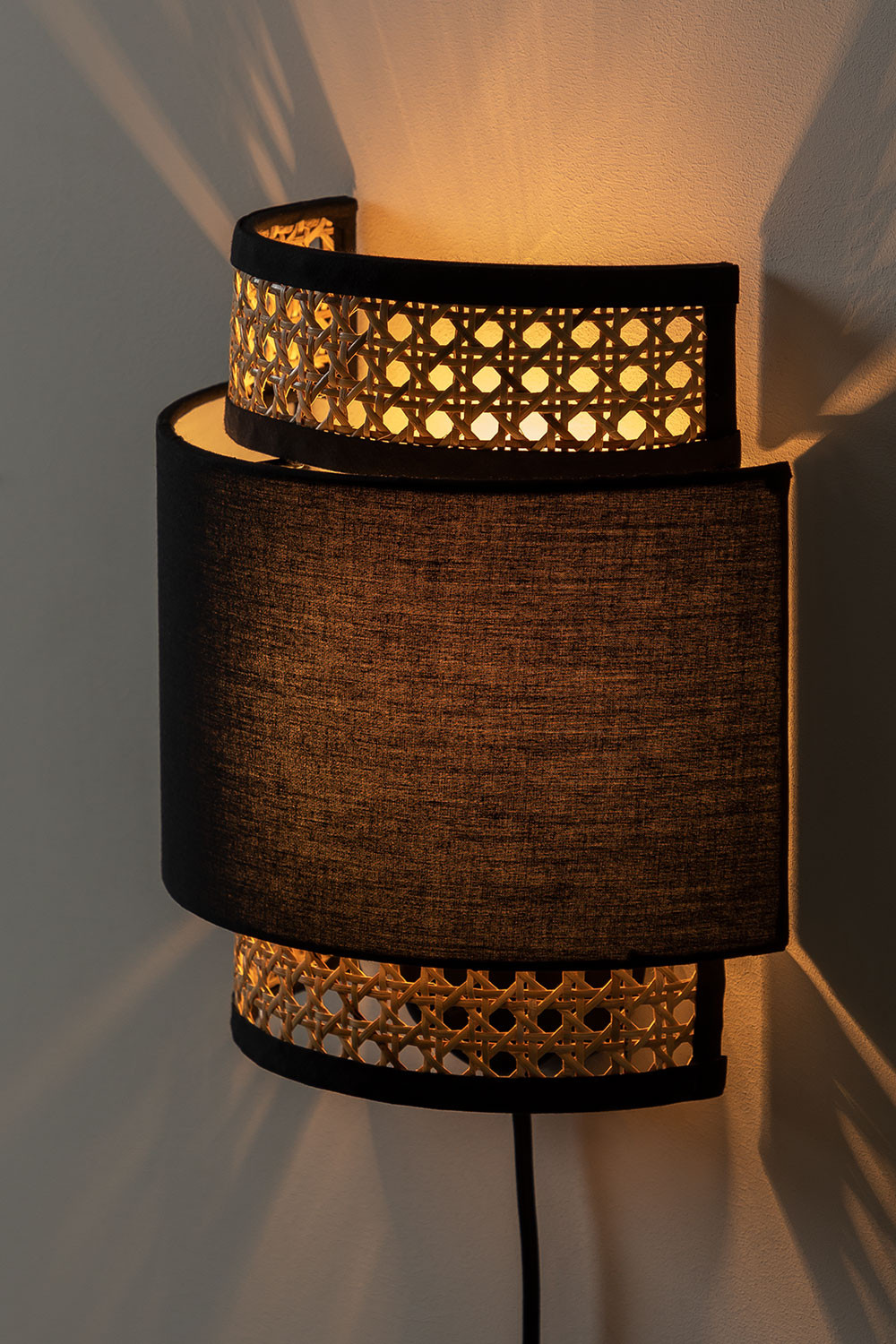 SKLUM Wandleuchte Satu Beige – Rattan & Leinen Pendelleuchte Für Wohnzimmer & Flur (E14, 25 Cm)