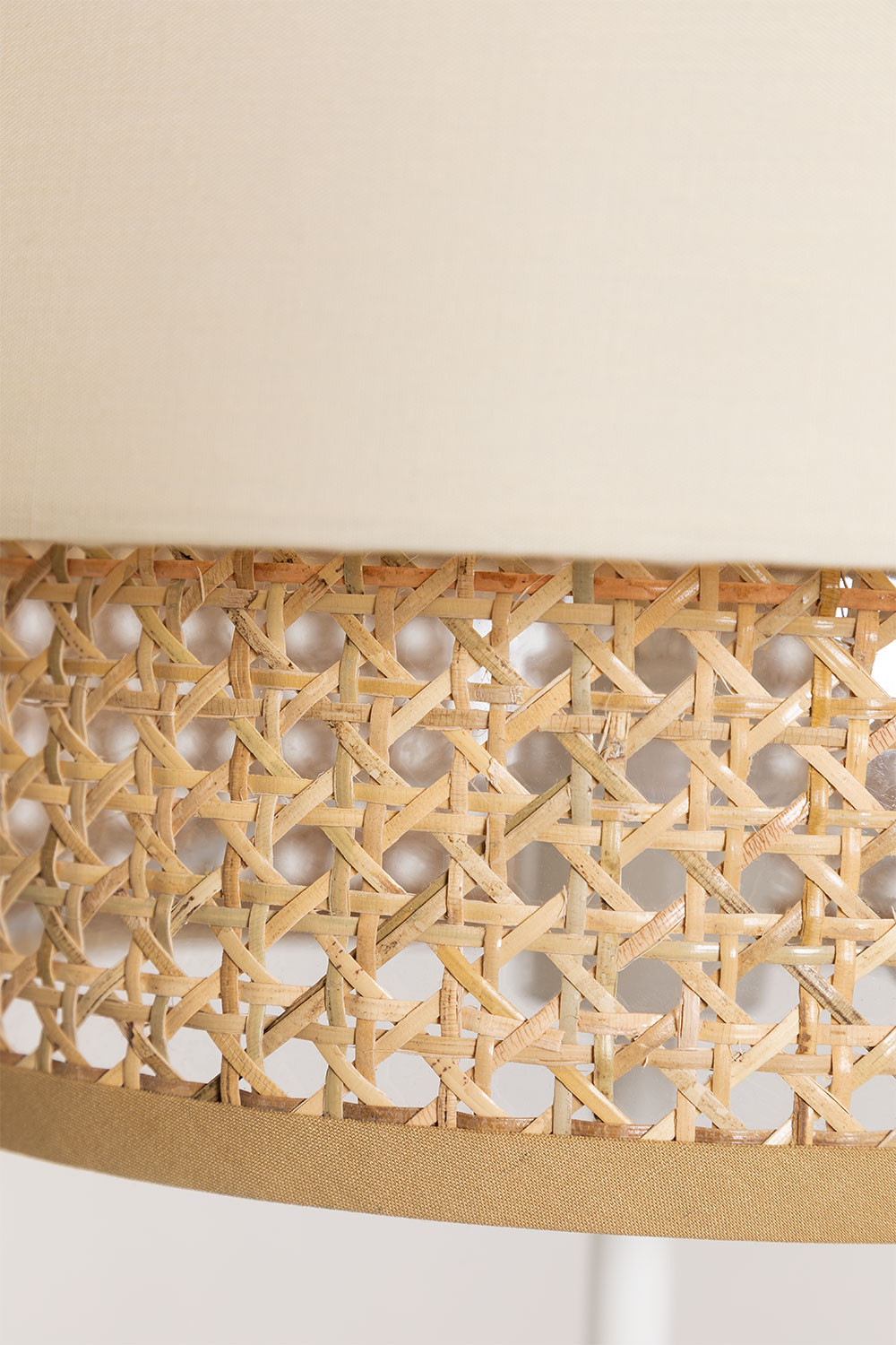 SKLUM Stehlampe Satu Aus Rattan & Leinen – Beige, 152 Cm, Mit E27-Fassung (ohne Birne)