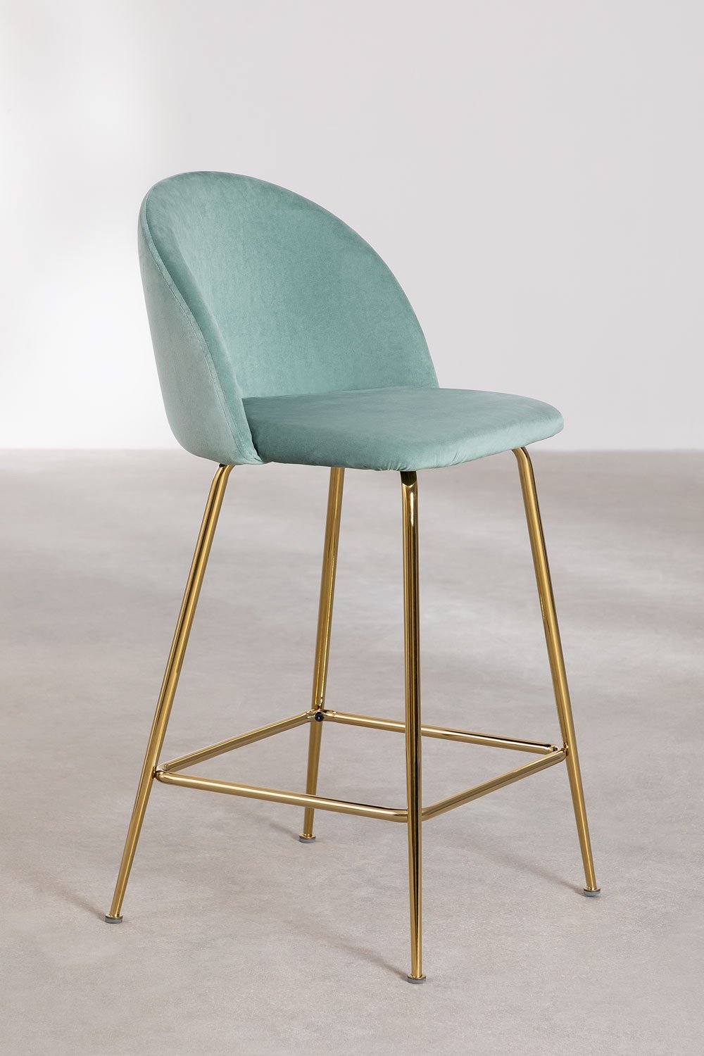 Hoher Hocker 65cm aus Samt grün Tanne mit goldenen Beinen Kana Design, Galeriebild 2