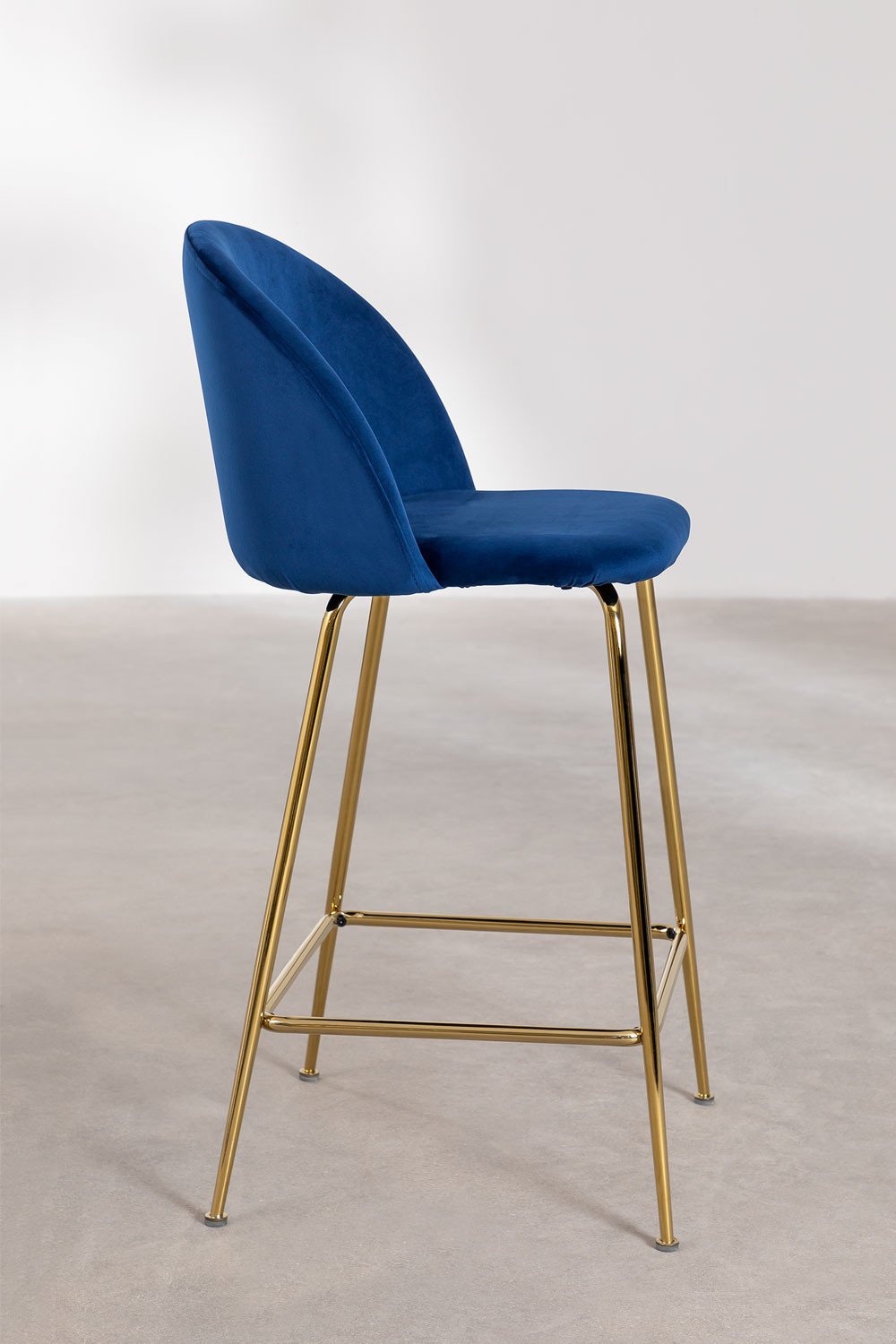 Barhocker 65 cm aus marineblauem Samt und goldenen Beinen Kana Design, Galeriebild 3