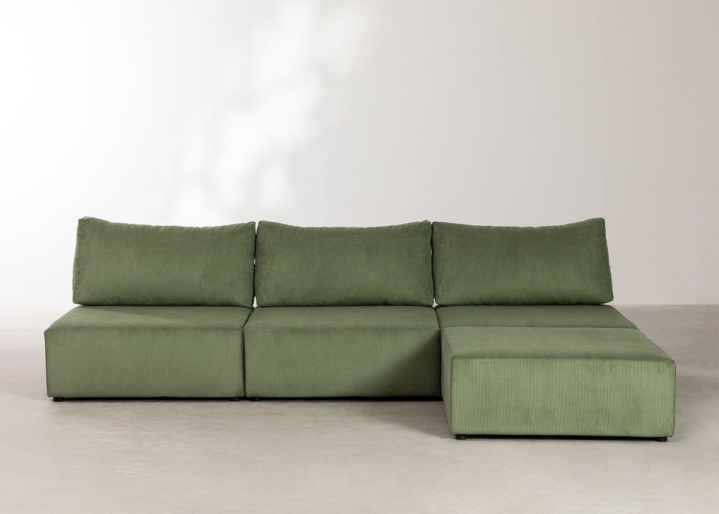 3-teiliges modulares Sofa mit Fussstütze aus Kord Kata, Galeriebild 1