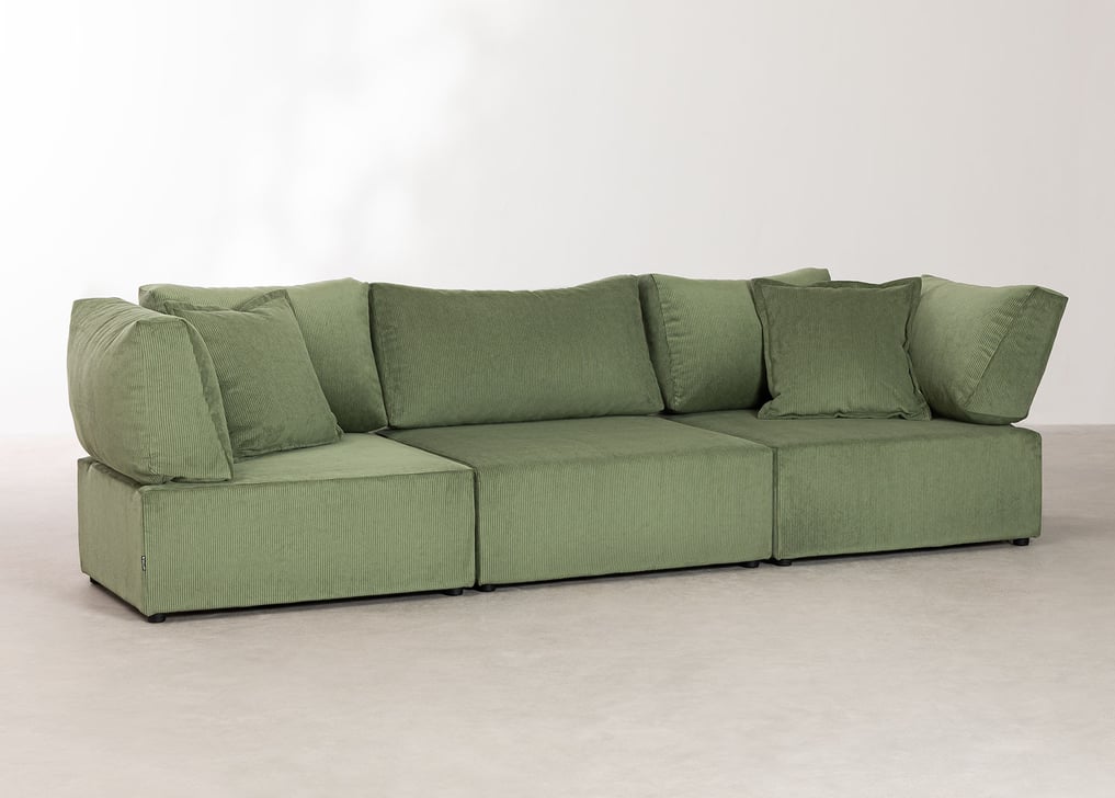 Modulares 3-teiliges Sofa mit 2 Ecksesseln aus Kord Kata, Galeriebild 1