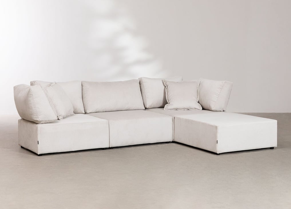 3-teiliges modulares Sofa mit Fussstütze aus Kord Kata, Galeriebild 1