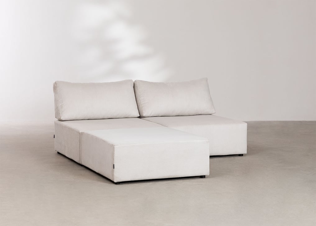 2-teiliges modulares Sofa mit Hocker aus Kord Kata, Galeriebild 1