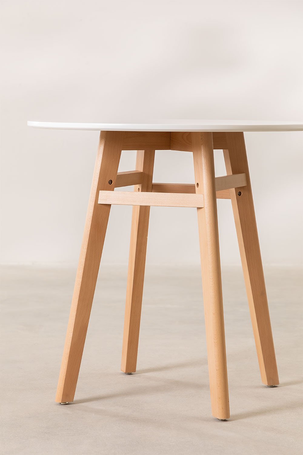 Runder Küchentisch Ø80 aus Buchenholz und MDF Scand Nordic, Galeriebild 3