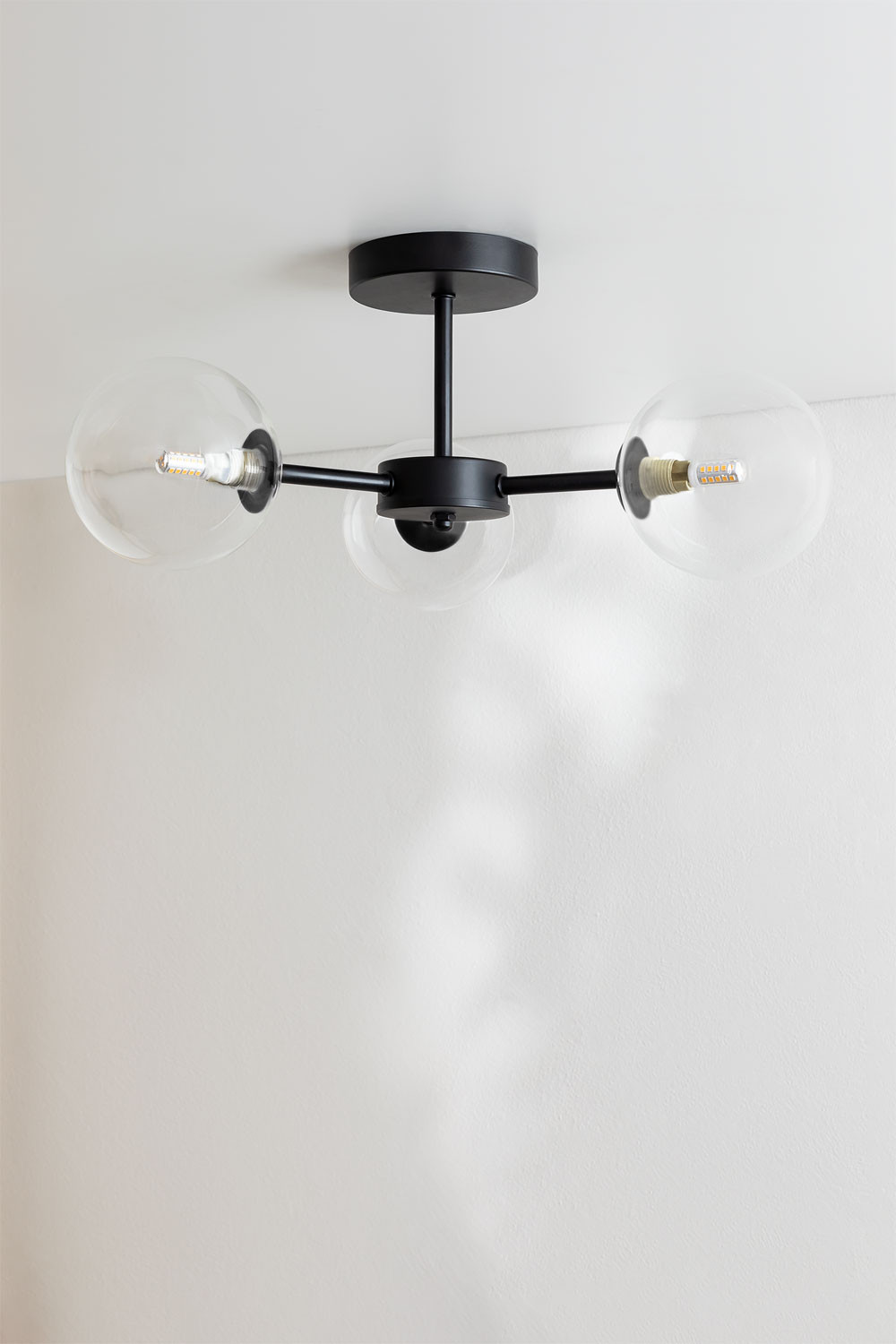 SKLUM Sarka Deckenleuchte Schwarz – Ø45 Cm, Eisen & Glas, Moderne Pendelleuchte Für Wohnzimmer, Küche, Flur