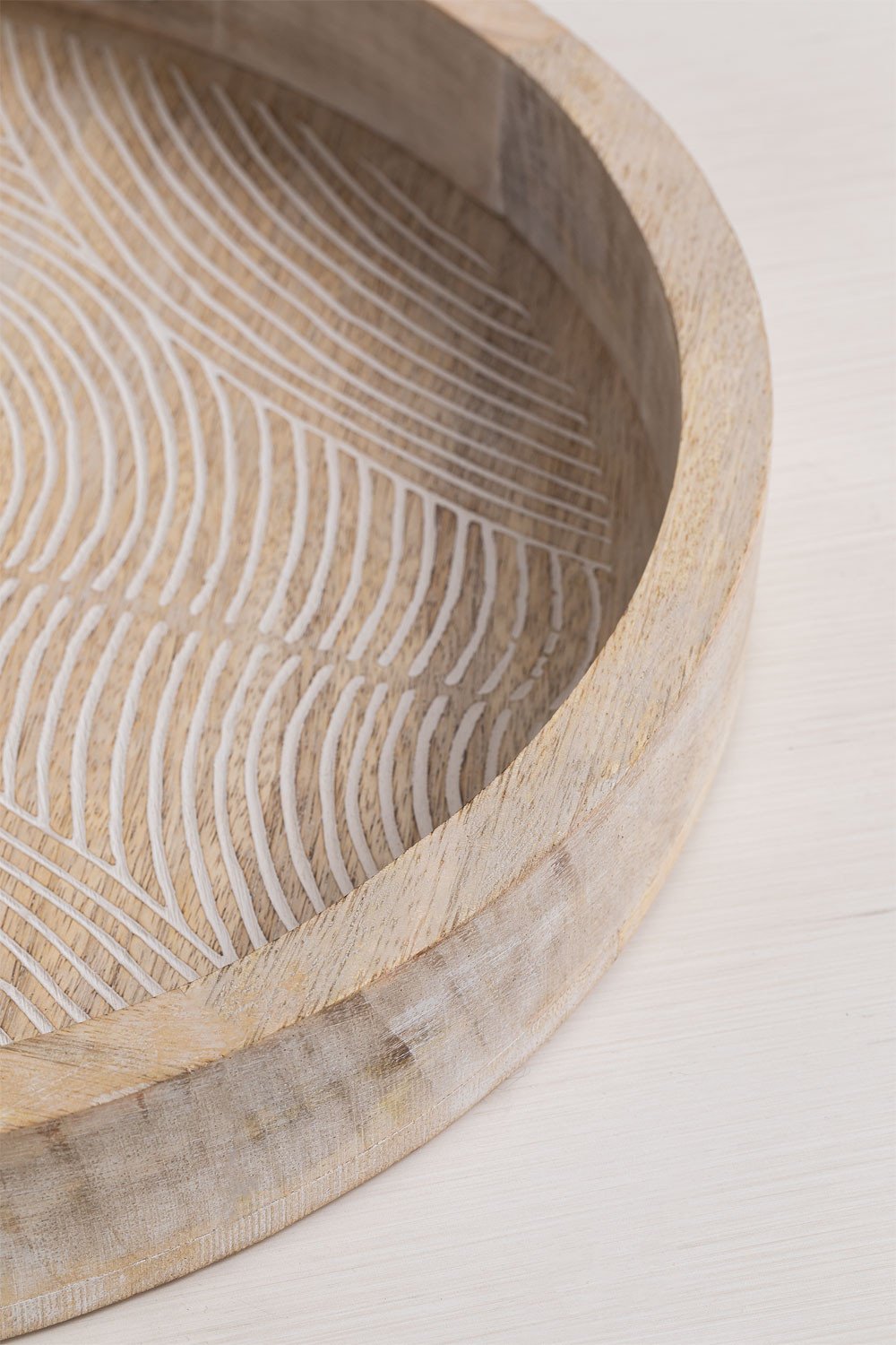 Runde dekorative Tablett Ø38 cm aus Mangoholz Diborna, Galeriebild 4