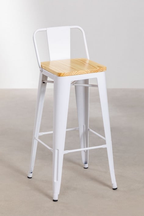 Hocker hoch mit Rückenlehne 75cm aus Stahl weiß LIX