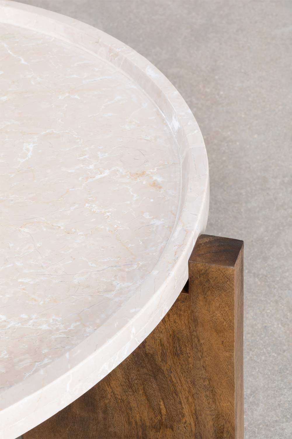 Couchtisch aus Xantten-Marmor und Mangoholz             , Galeriebild 4