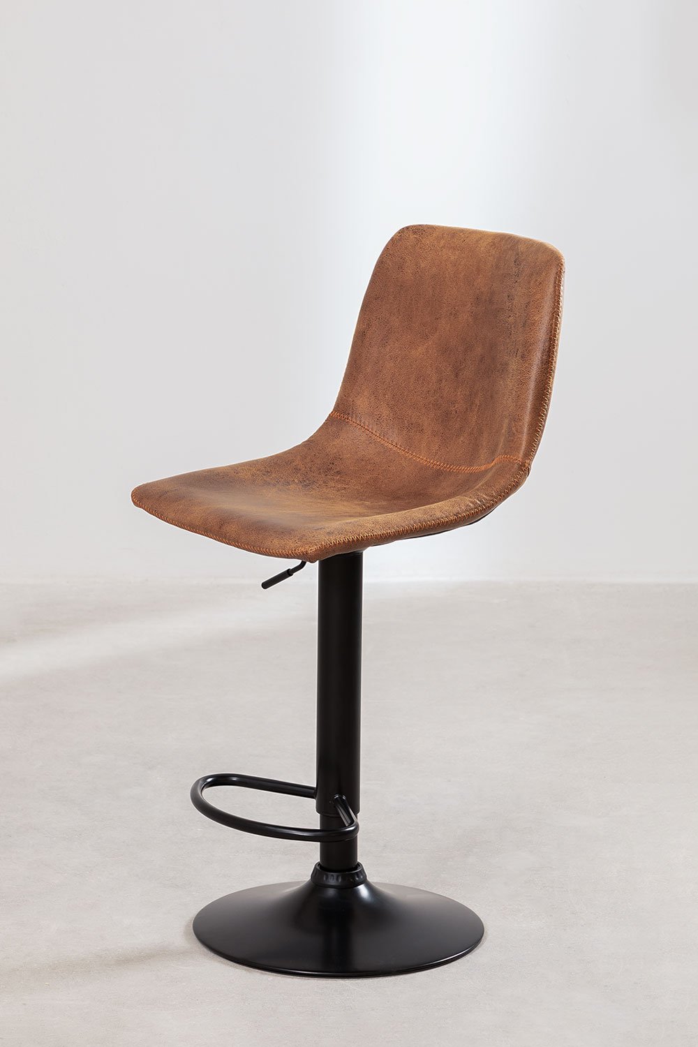 Höhenverstellbarer Barhocker aus kamelfarbenem Vintage-Kunstleder Ody Style, Galeriebild 5