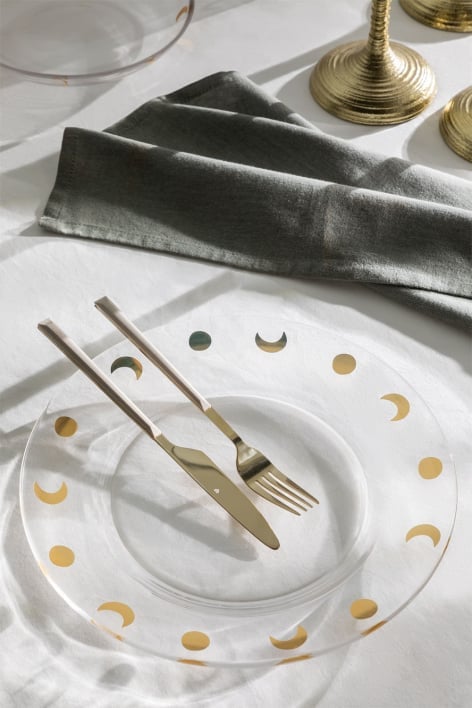 4er Set flache Teller aus Glas Exton