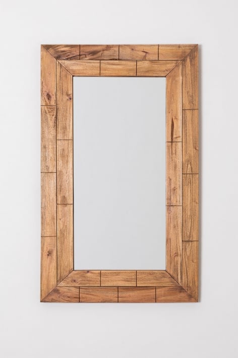 Rechteckiger Wandspiegel aus recyceltem Holz Mirio