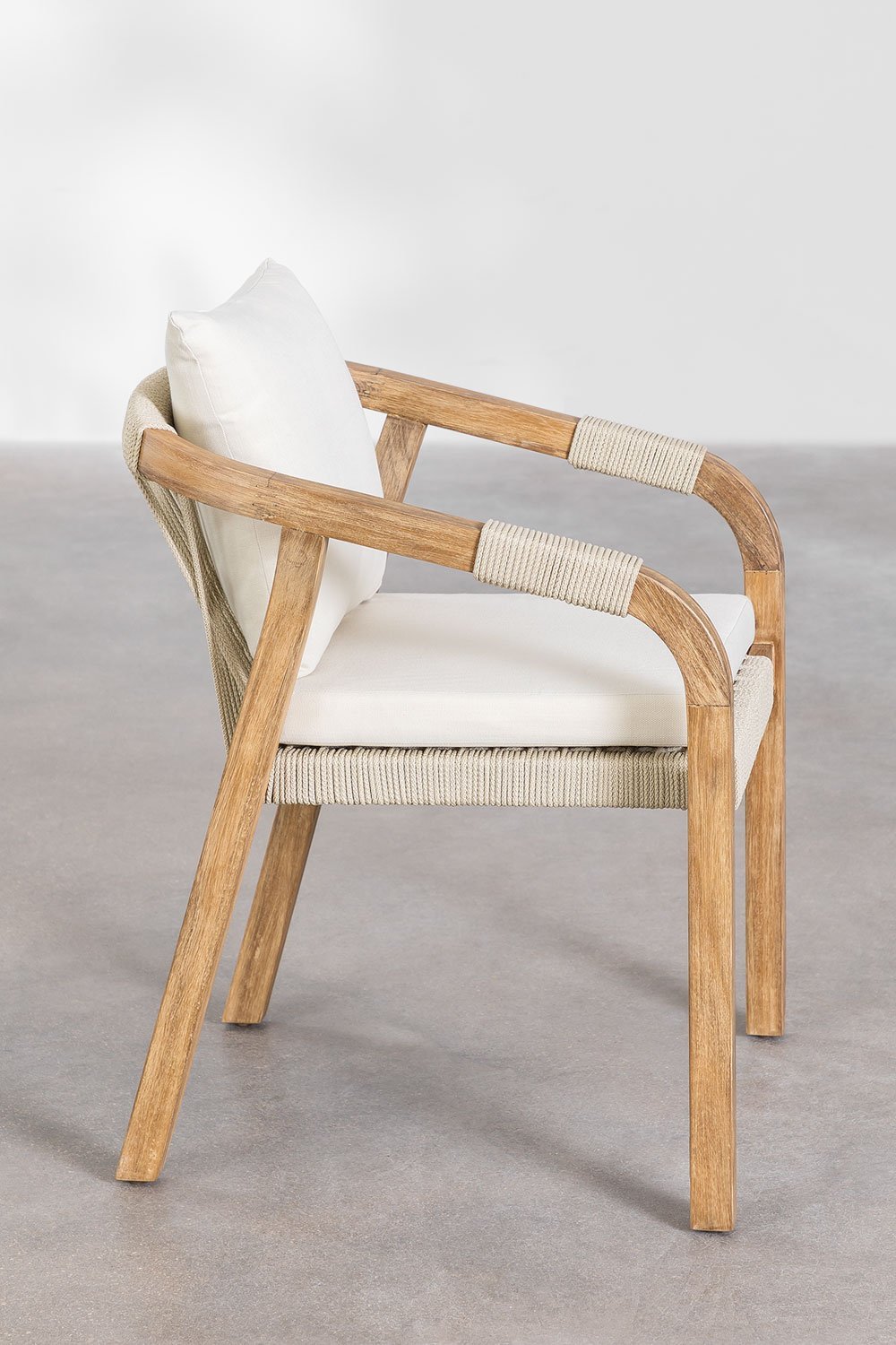 Rechteckiger Esstisch-Set 260x100 cm mit 10 Esszimmerstühlen aus Akazienholz Dubai, Galeriebild 6