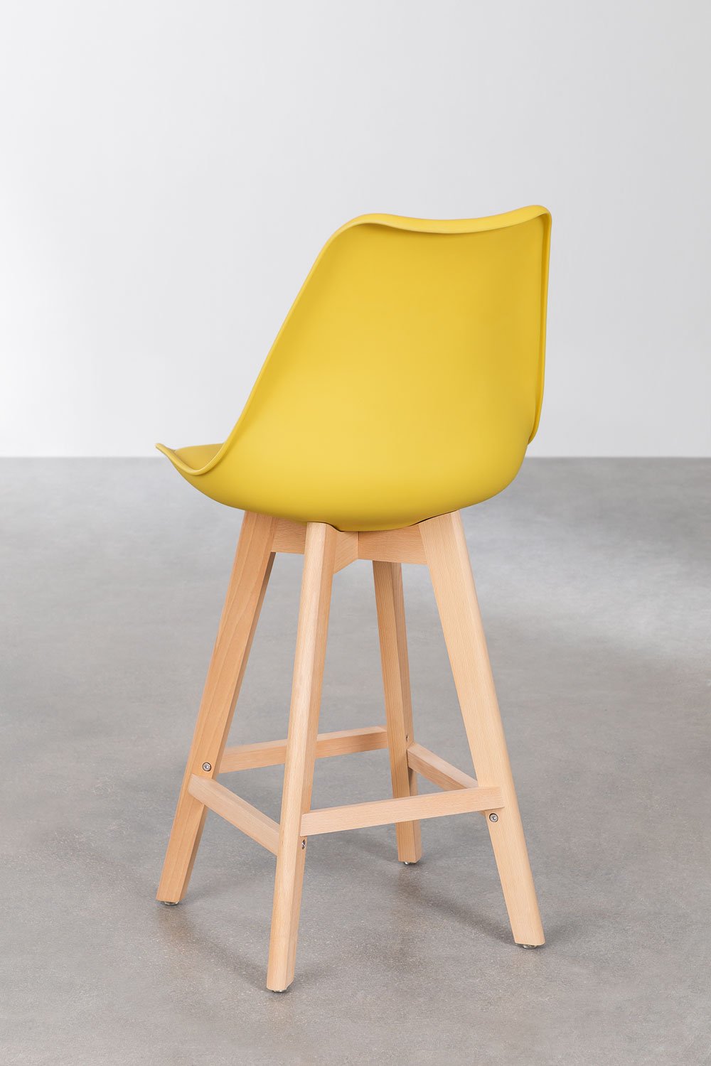 2er-Pack Barhocker 65 cm mit Kissen aus curri-gelbem Kunstleder Nordic, Galeriebild 4
