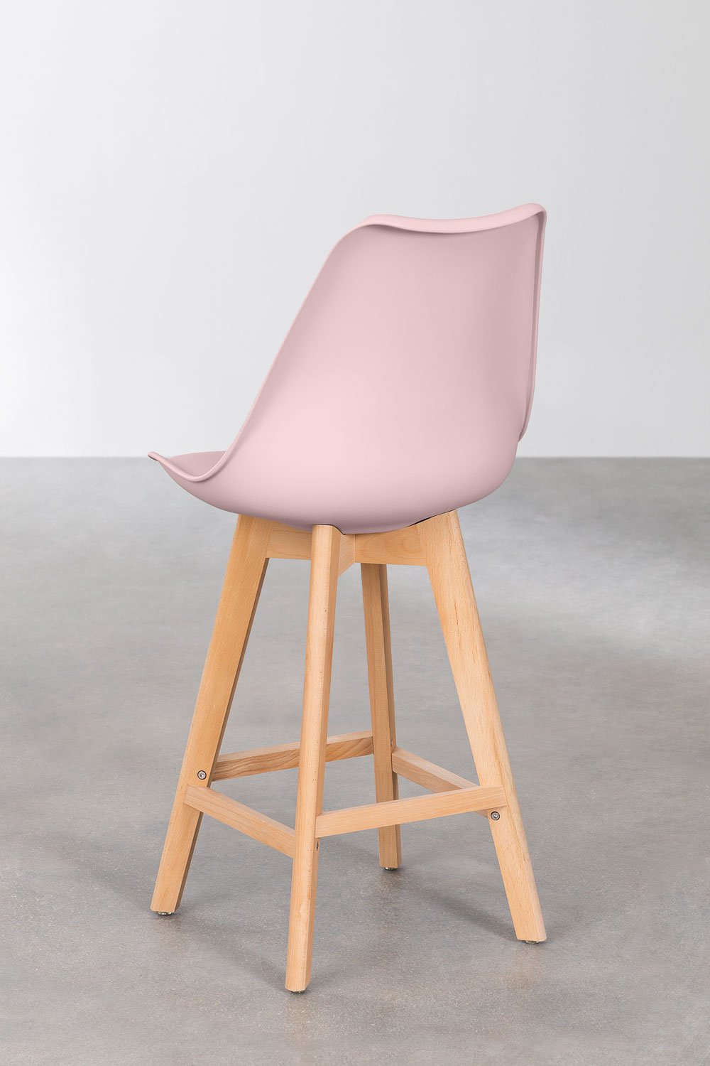 4er-Pack Barhocker 65 cm mit Kissen aus haselnussrosa Kunstleder Nordic, Galeriebild 3