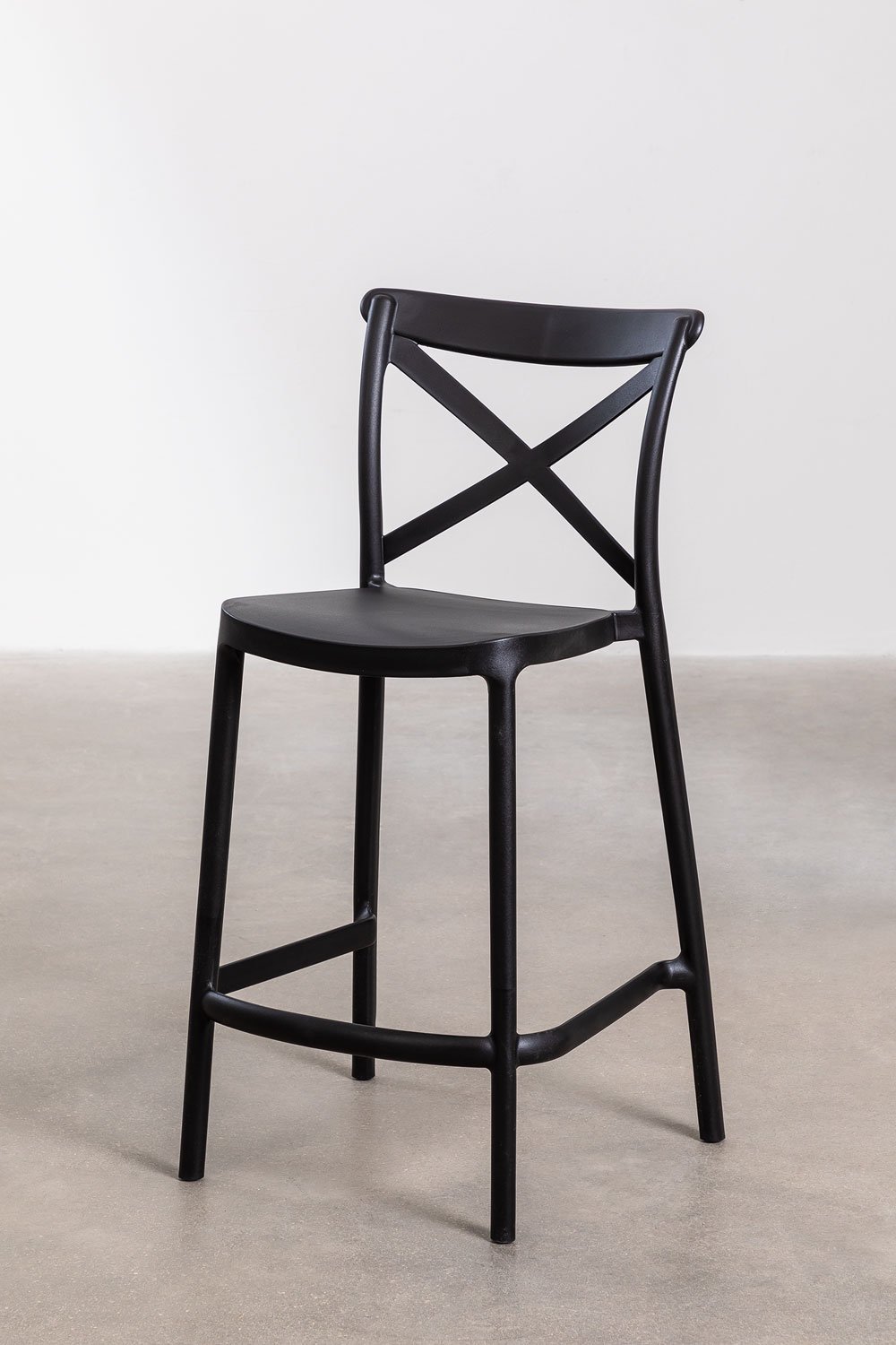 2er-Pack Hohe Hocker 65 cm stapelbar aus schwarzem Polypropylen Otax, Galeriebild 1