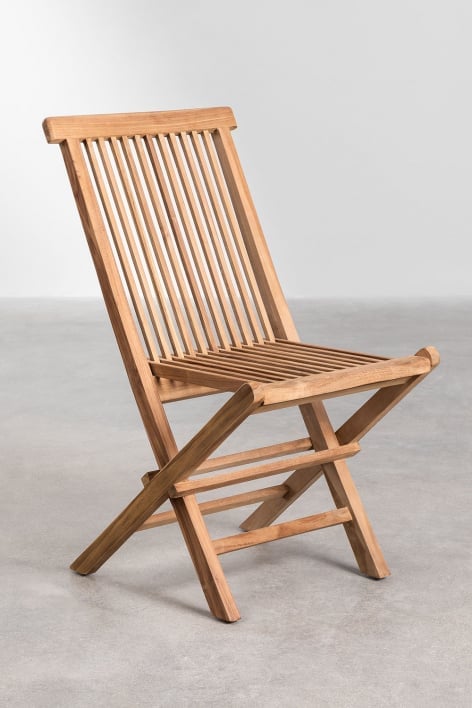 2er Set klappbarer Outdoor-Stühle aus Teakholz Pira