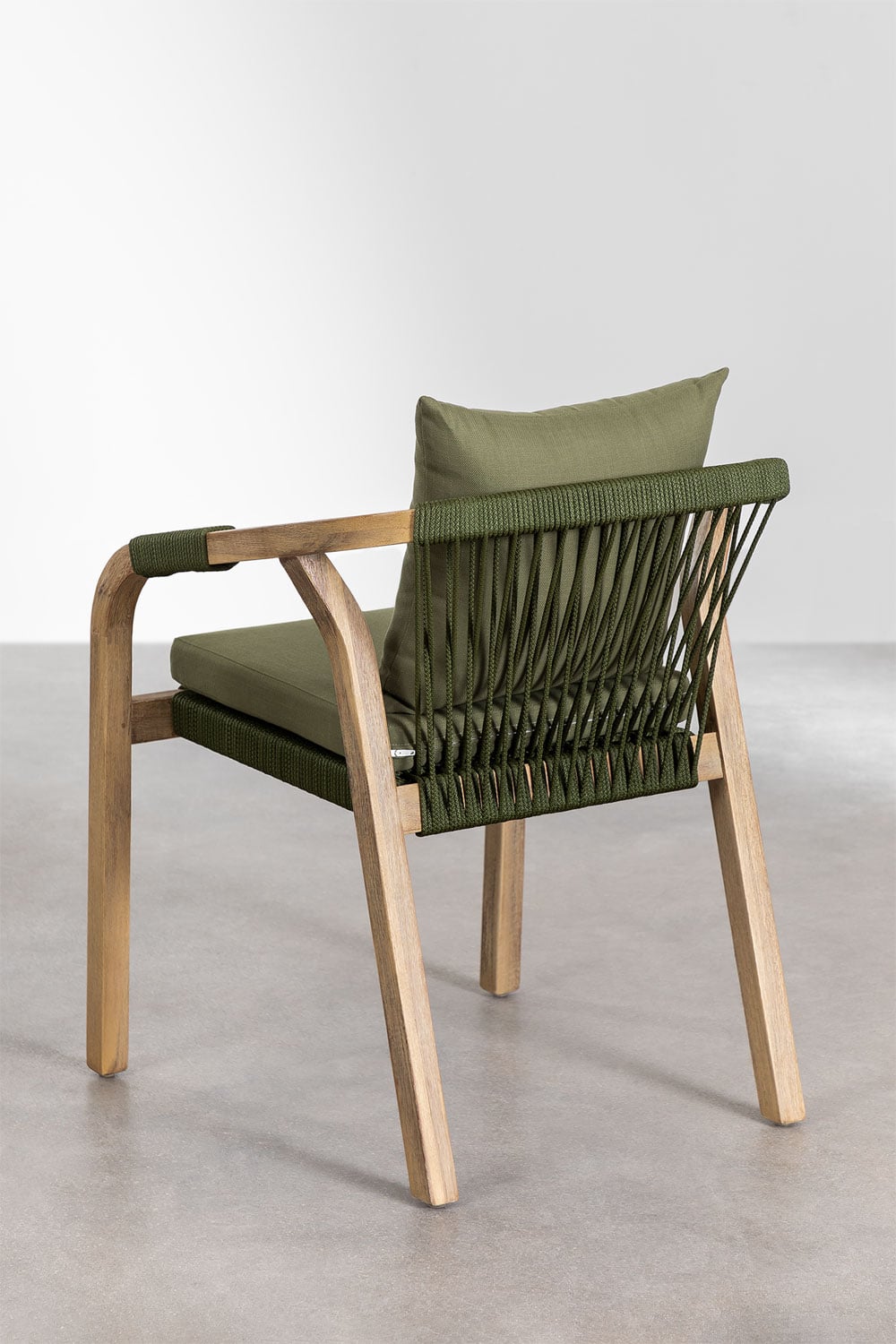 Set aus rechteckigem Tisch 300x100 cm und 12 Esszimmerstühlen aus Akazienholz Dubai, Galeriebild 7