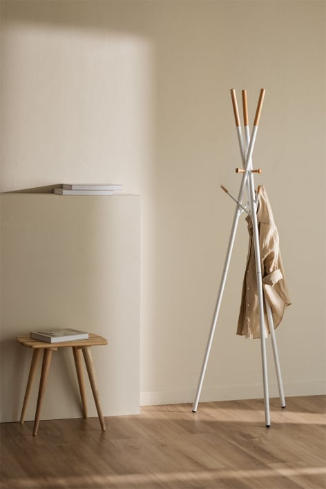 Standgarderobe aus Metall und Buchenholz Urian