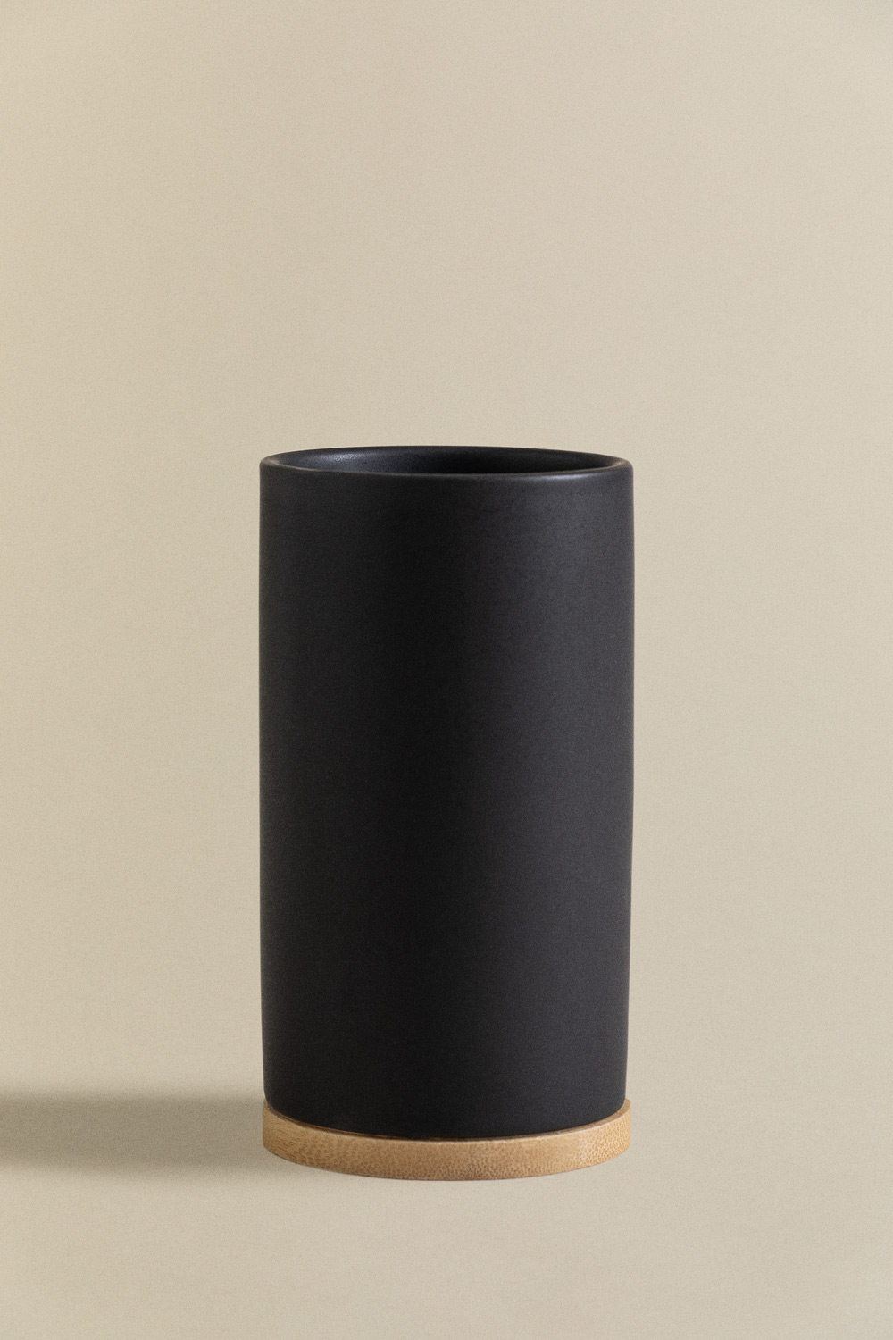 Zahnbürstenhalter Aus Holz – Rund, Schwarz, 7,5x7,5x10,5 Cm | Vielseitiger Organizer Für Bad & Küche