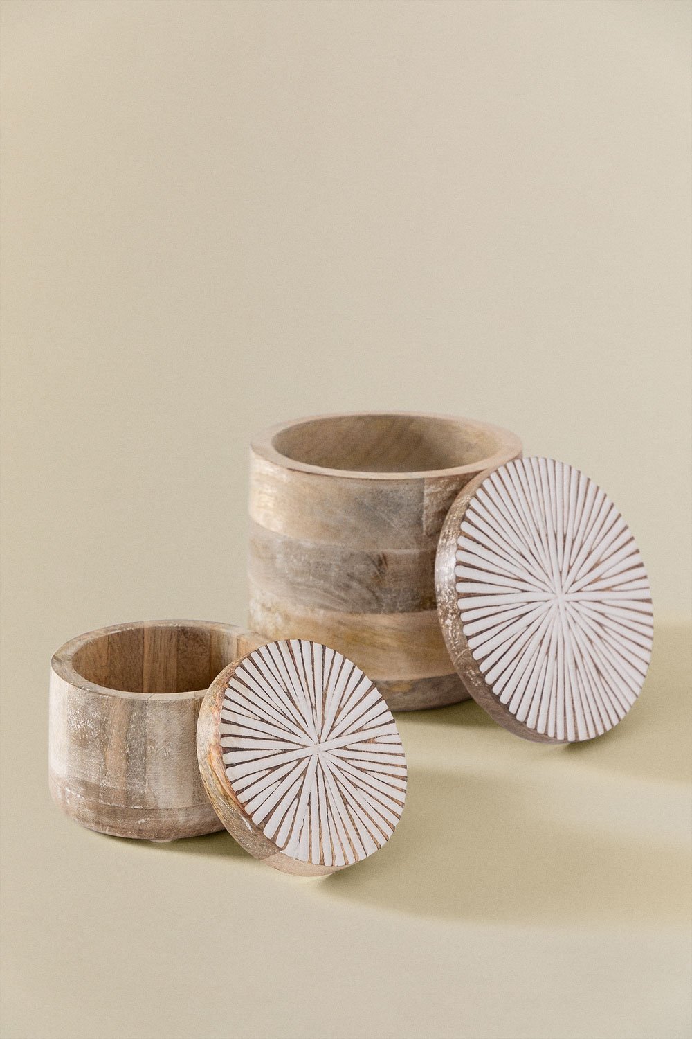 Set aus 2 Dosen aus Mangoholz Nabordi, Galeriebild 3