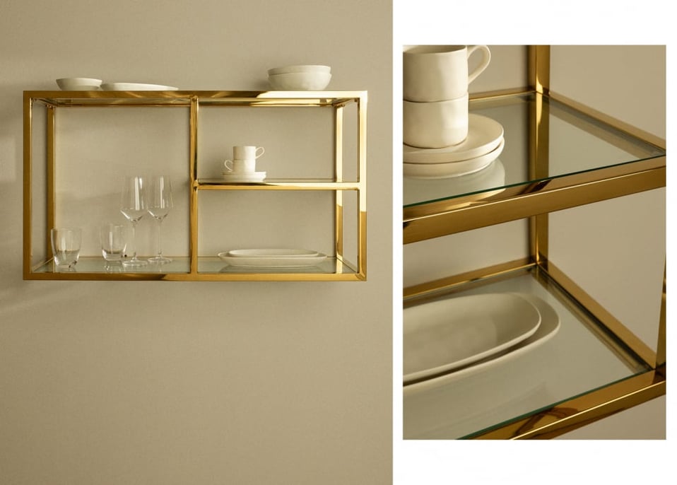 Wandregal aus Glas und Stahl Amelia