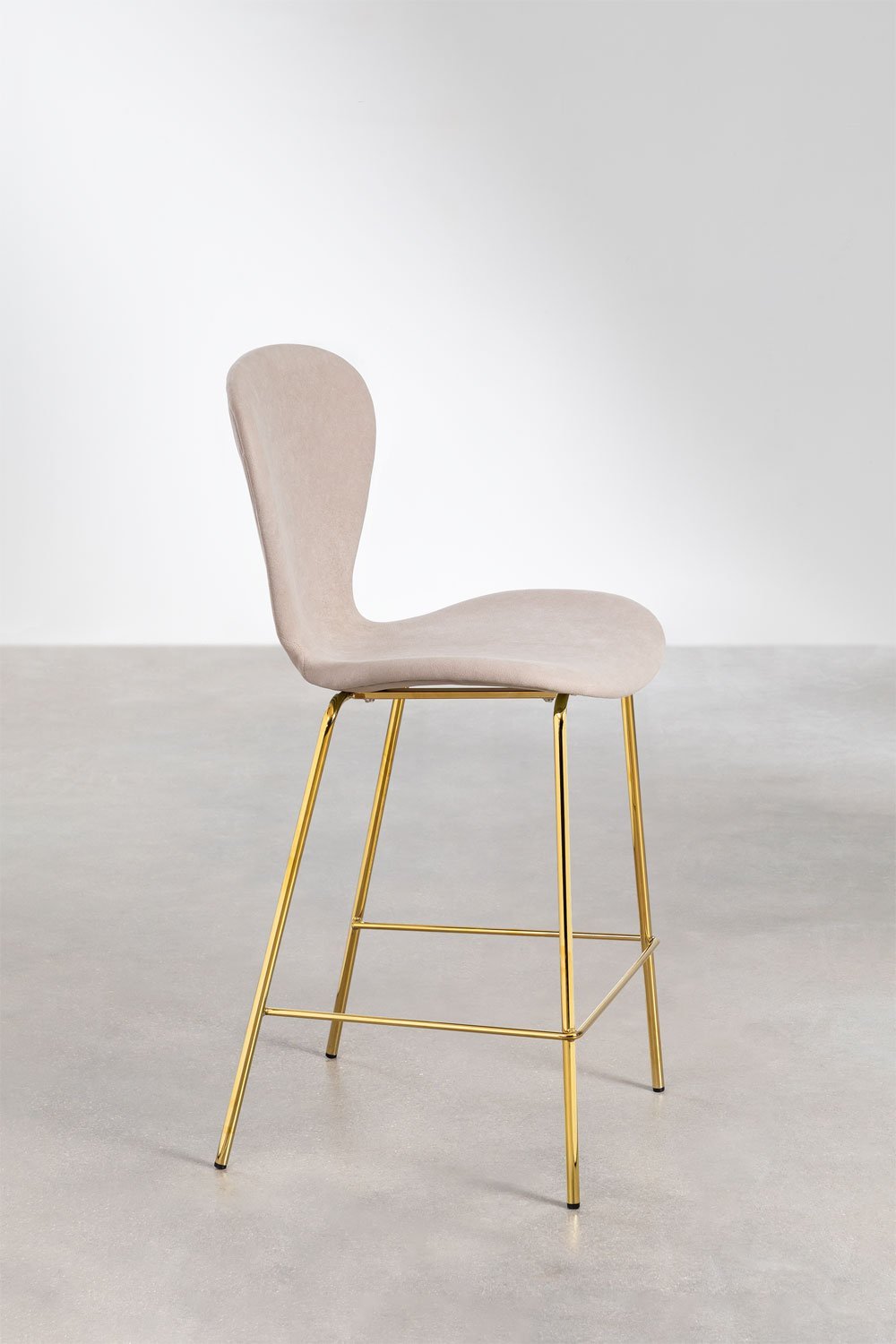 Hoher Hocker 65 cm bezogen mit hellem nude-braunem und goldenen Eisenbeinen Uit, Galeriebild 2