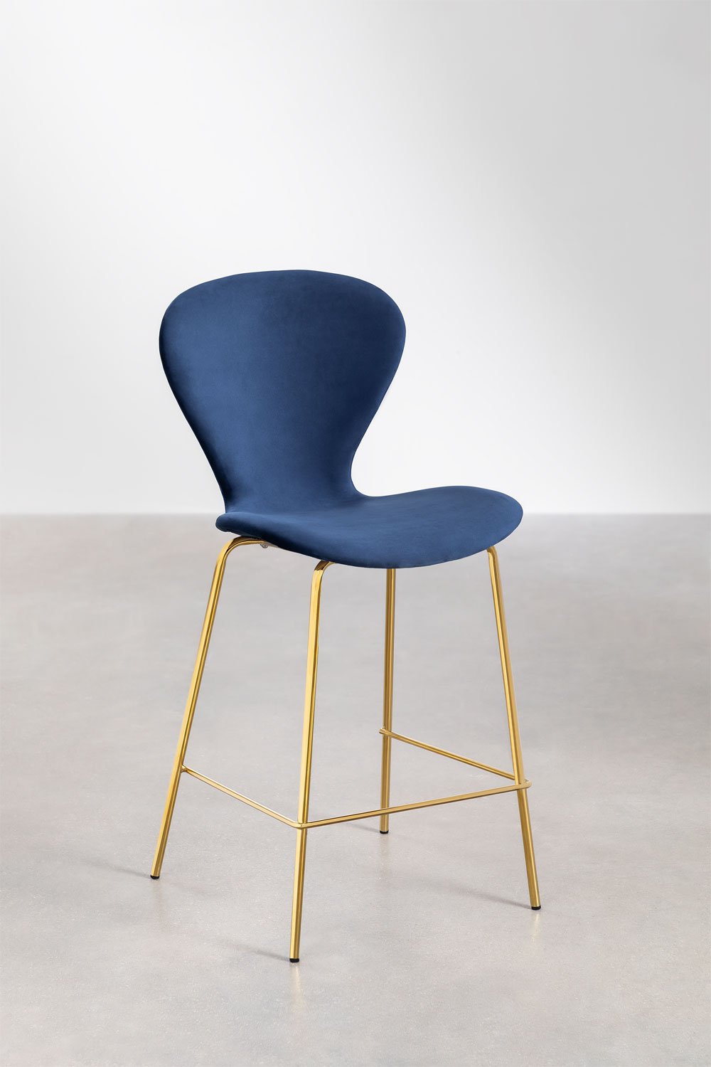 Hoher Hocker 65 cm aus marineblauem Samt und goldenen Eisenbeinen Uit, Galeriebild 1